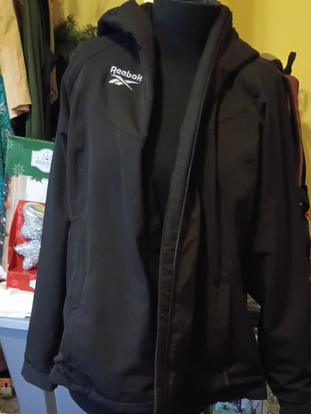 Reebok Women's Faux Fur Black Hooded Performance Jacket